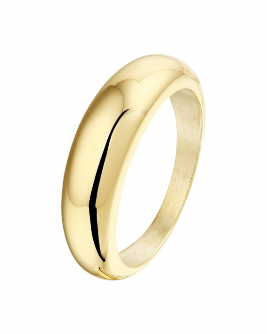 14 krt geelgouden bolle " jasseron-style " ring, massief vanweg een zilveren kern, maat 17,5 - 214622