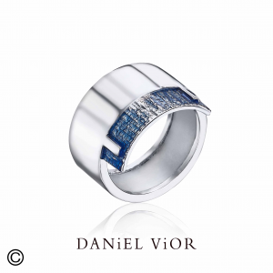 Daniel Vior ring, gerhodineerd zilver,Radi in oranje emaille - 214588
