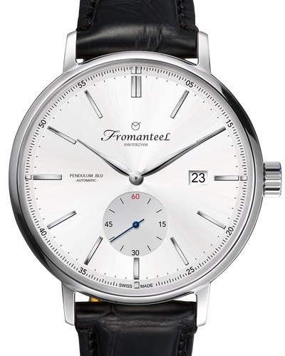 Fromanteel Generations automaat " .BLU Pendulum White " stalen kast, lederen band, datum, decentrale secondenwijzer, saffierglas en een glazen bodem - 214702