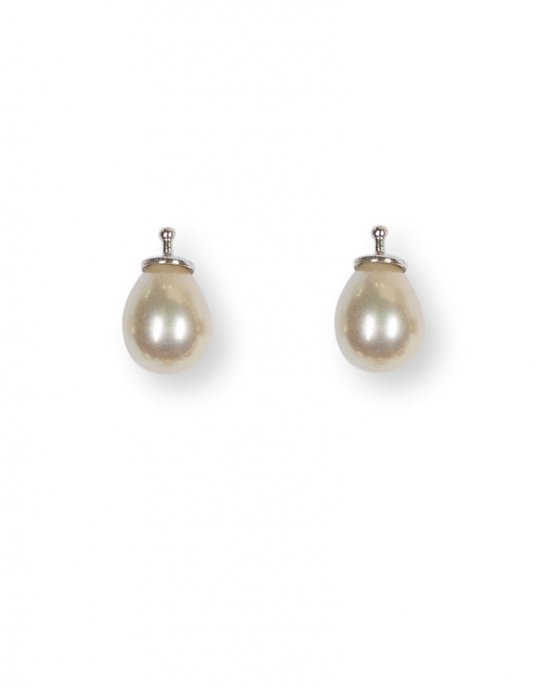 Heide Heinzendorf zilveren creoolhangers, druppelvormige parel, 10 mm - 214903