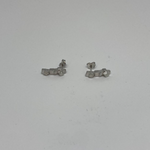 eNGi collections zilveren fantasie oorstekers, mat-poli blokjesmotief - 215082