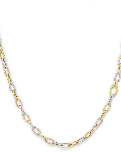 Monzario collier, 14 karaats wit- en geelgoud, open ovale schakels, model 1228c - 215073