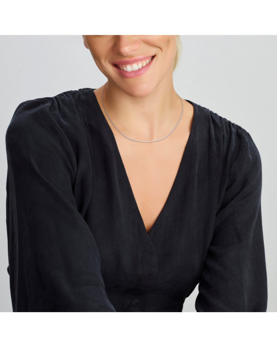 Zilver gerhodineerd lengtecollier , gourmetschakel 1,1 mm 45 cm - 214995