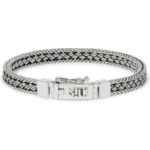 silk armband, geoxydeerd zilver met insteekveer en veiligheidsachtje , 20 cm - 215012