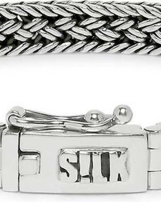 silk armband, geoxydeerd zilver met insteekveer en veiligheidsachtje , 20 cm - 215012