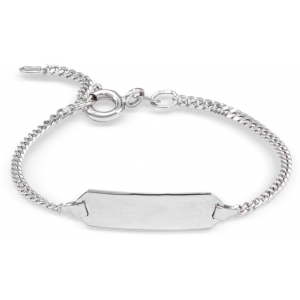 14 krt witgouden naamplaatarmbandje 12 + 2 cm , recht plaatje met gourmetschakel - 215081