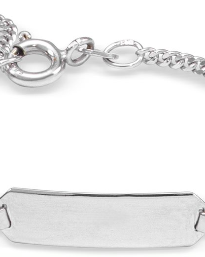 14 krt witgouden naamplaatarmbandje 12 + 2 cm , recht plaatje met gourmetschakel - 215081