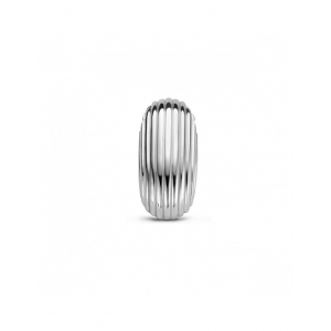 zilveren gerhodineerde fantasiehanger met ribbelmotief , 16,5 mm x 7,5 mm - 215168