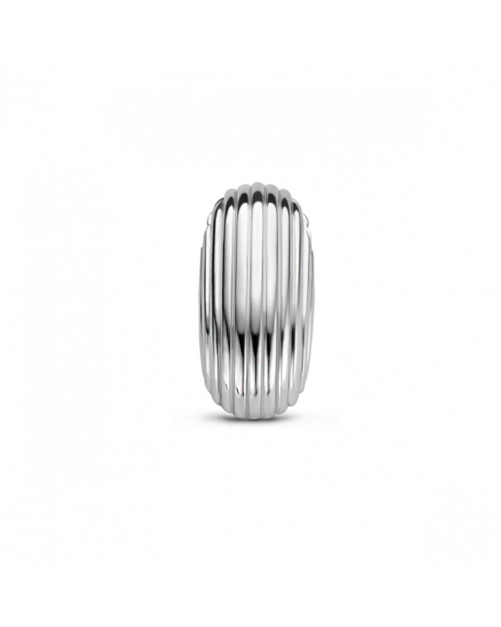 zilveren gerhodineerde fantasiehanger met ribbelmotief , 16,5 mm x 7,5 mm - 215168