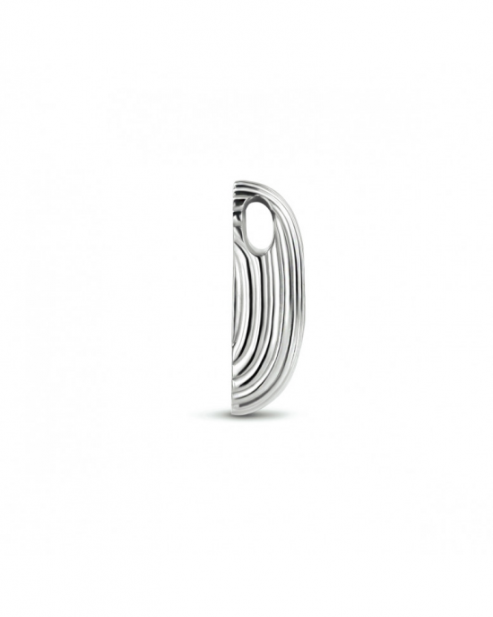 zilveren gerhodineerde fantasiehanger met ribbelmotief , 16,5 mm x 7,5 mm - 215168