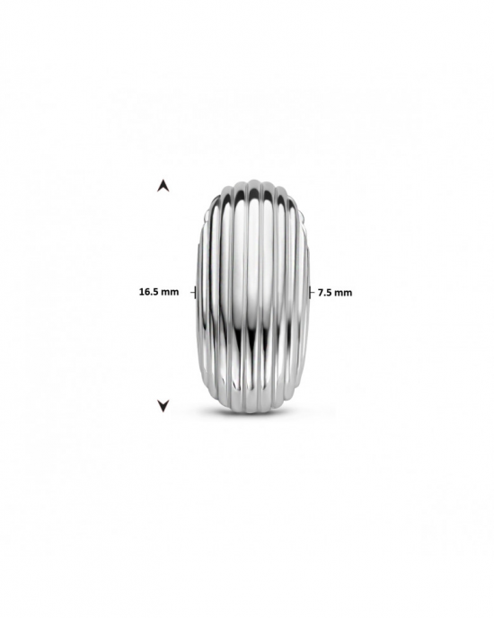 zilveren gerhodineerde fantasiehanger met ribbelmotief , 16,5 mm x 7,5 mm - 215168