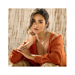 zilver gerhodineerde fantasie ring entourage style met rechthoekige synthetische saffier en krans van zirconia's - 215176