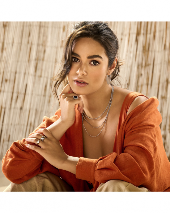 zilver gerhodineerde fantasie ring entourage style met rechthoekige synthetische saffier en krans van zirconia's - 215176