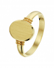 14 krt geelgouden massieve monogramring enkele band, dubbel bontje, kop is 10 mm x 12,5 mm en te graveren - 215201
