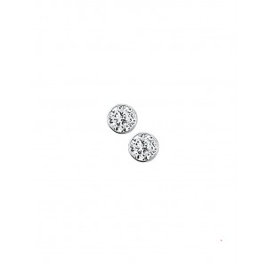 Zilveren oorstekertjes, ronde zetkast met 3,5 mm zirkonia - 215109