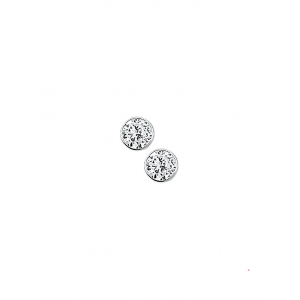 Zilveren oorstekertjes, ronde zetkast met 3,5 mm zirkonia - 215109