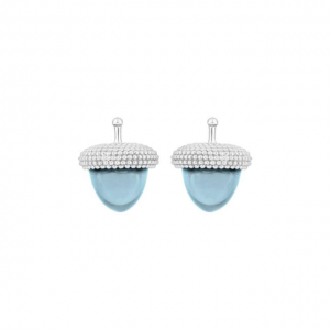 Heide Heinzendorf creoolhangers, kleine eikeltjes in gerhodineerd zilver met kleur 35 bohemian glas - 215175