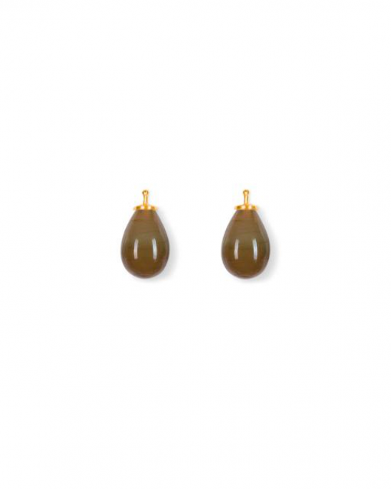 Heinzendorff creoolhangers " Bohemian Quartz glas pegelvorm " 17 x 11 mm " met zilver geelverguld dopje, kleur 61 - 215163