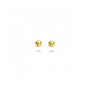 14 KARAATS geelgouden oorstekers, gediamanteerde bolletjes 4 mm - 215308