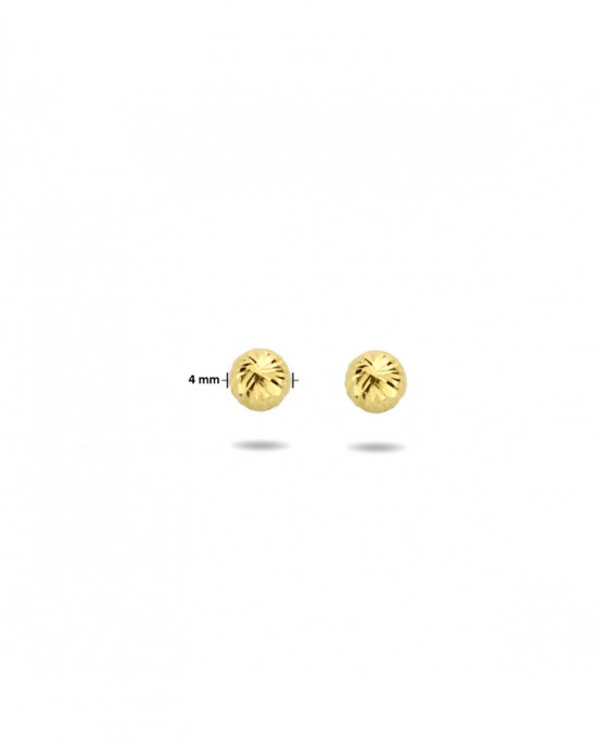 14 KARAATS geelgouden oorstekers, gediamanteerde bolletjes 4 mm - 215308