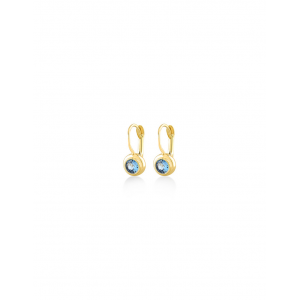 14 KARAATS Geelgouden oorhangers met licht blauwe zirkonia's - 215314