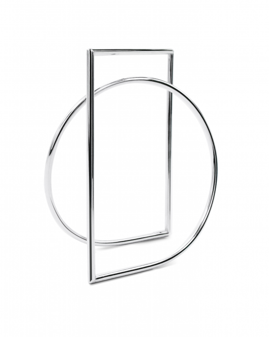 Yoko handgemaakte armband, DUO, zilveren bangle met combinatie van vierkant en cirkelvorm samen - 215580