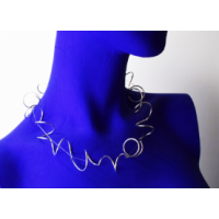 Yoko handgemaakt collier, Esse zilveren ronde spiraalvormen met edelstalen verbindingen - 215570