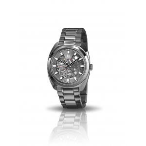 Lip horloge " General de Gaulle " 39 mm automatic skelet met glazen bodem, geheel anthraciet gecoat - 215553