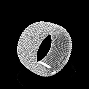 Luis & Freya Modern Globes ring, 14 mm breed, in gerhodineerd zilver, maat 56 - 215712