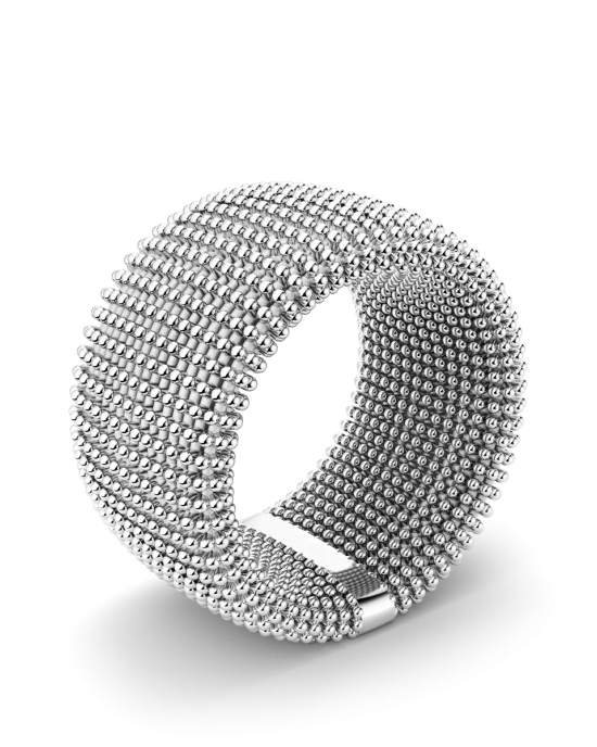 Luis & Freya Modern Globes ring, 14 mm breed, in gerhodineerd zilver, maat 56 - 215712