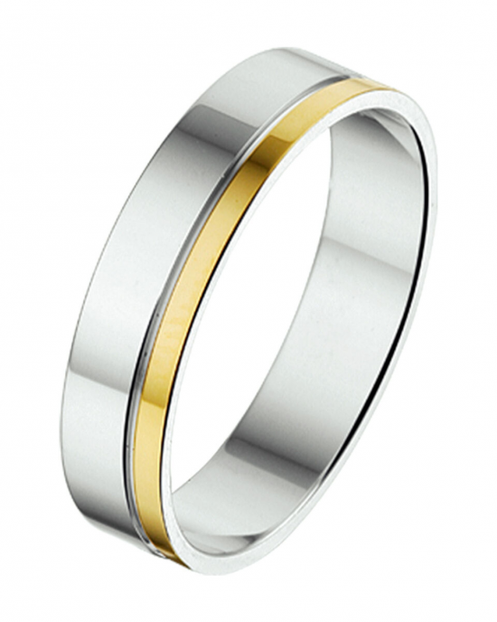 zilveren Amorio vriendschapsring met goud, 5 mm poli - 215755