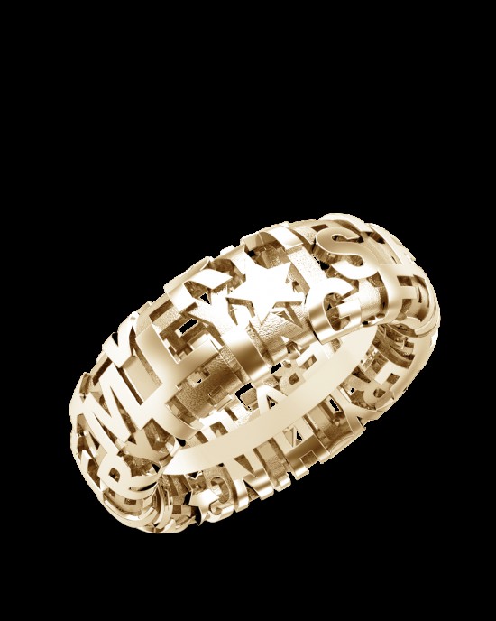 Luis & Freya14 karaats geelgouden Characters ring, 8 mm breed, maat 60 - 215699