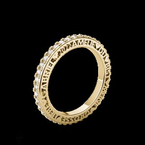 Luis & Freya,14 karaats geelgouden Poem ring, 2 mm breed, endloss love briljant rondom - 215700