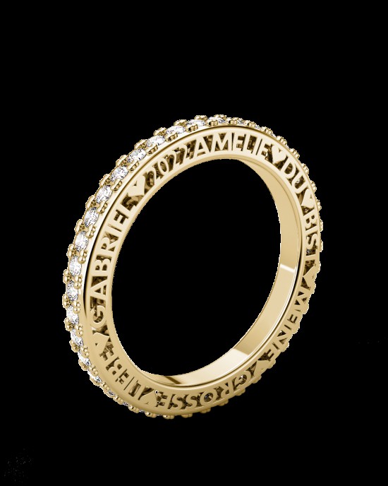Luis & Freya,14 karaats geelgouden Poem ring, 2 mm breed, endloss love briljant rondom - 215700