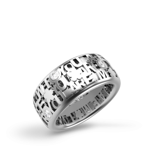 Luis & Freya Characters ring, 10 mm breed Edge, in gerhodineerd zilver, maat 55 - 215703