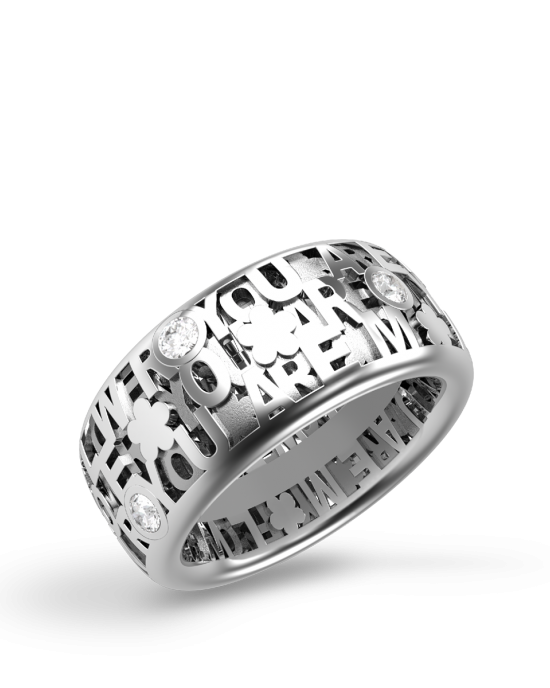 Luis & Freya Characters ring, 10 mm breed Edge, in gerhodineerd zilver, maat 55 - 215703