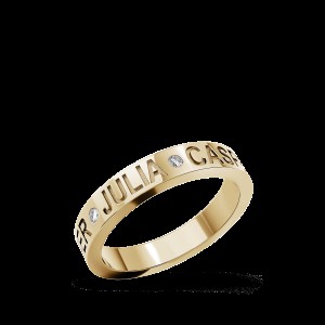 Luis & Freya,14 karaats geelgouden Icon ring, 4 mm breed, met 3 briljant geslepen diamanten , I LOVE YOU,  maat 53 - 215705