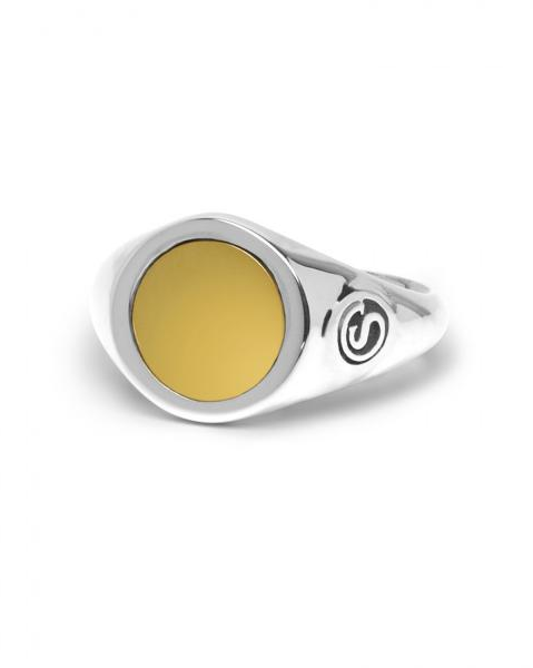 silk " signet " ring, gepolijst en de ronde bovenzijde is verfraaid met een zwarte onyx, maat 21,5 - 215708