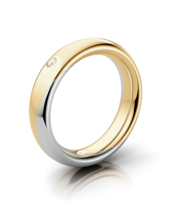 Luis & Freya Eternity Ring 5.0 in 14 karaats geel- en witgoud, 2 delig met een 0.025 crt. H-SI briljant - 215721