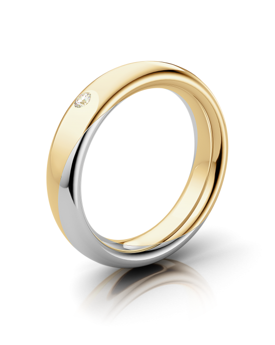 Luis & Freya Eternity Ring 5.0 in 14 karaats geel- en witgoud, 2 delig met een 0.025 crt. H-SI briljant - 215721