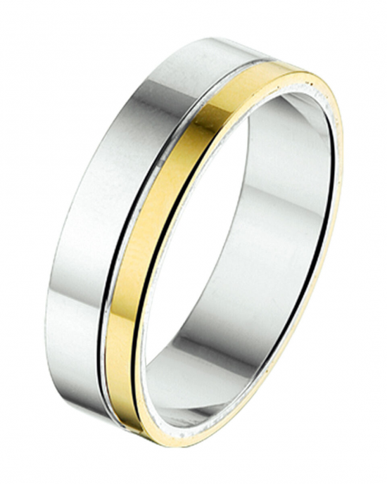 zilveren Amorio vriendschapsring met goud, 6 mm poli - 215765