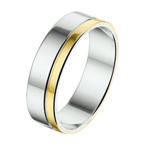 Amorio vriendschapsring zilver met goud, 5 mm breed poli - 215749