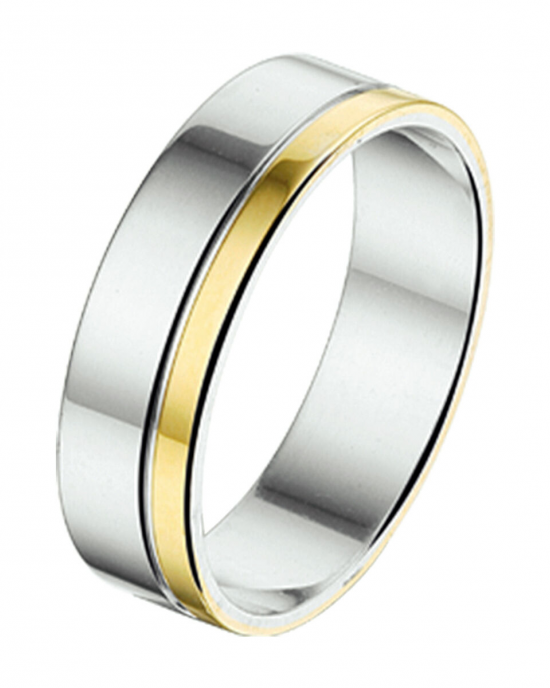 Amorio vriendschapsring zilver met goud, 5 mm breed poli - 215749