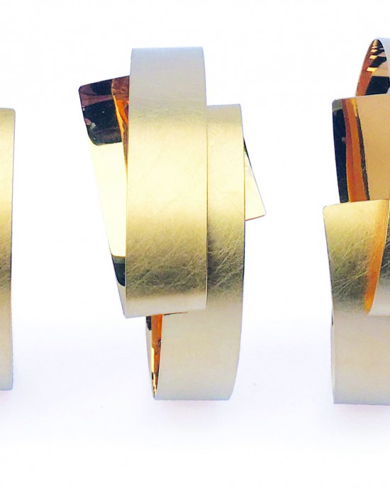 claudia Hoppe, zilveren armband, 12 mm wave 3 , bovenzijde gekrult, gepolijst/gesatineerd - 215880