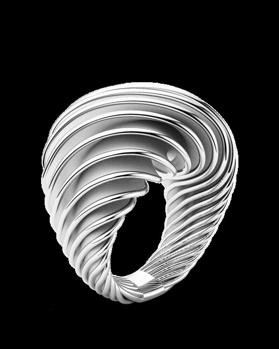 zilveren Luis & Freya fantasie ring " Modern Waves 22.0 " zware ring met een golfpatroon - 215844