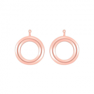 paar Heinzendorff creoolhangers : zilver rosé-vergulde cirkel met golven, pavé bezet - 215992