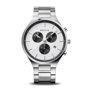 Bering Chronograaf, kast en band volledig titanium, datum + saffierglas en witte wijzerplaat, 11743-704 - 215912