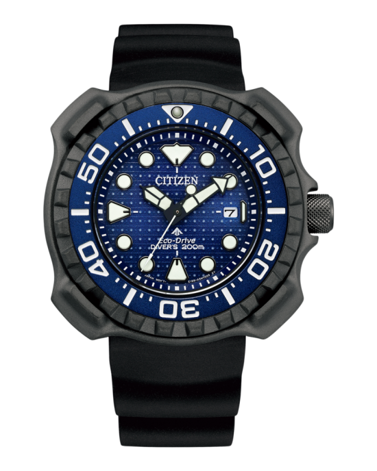 Citizen horloge Limited Pro-Master Eco-Drive Diver 200 m WD, supertitanium kast welke een kenmerkende 4-kante vorm heeft, rubberen band, beschermde kroon, blauwe lunette en blauwe wijzerplaat, doorsnede kast is 46 tot 53 mm - 11111245