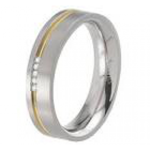 Boccia bicolor titanium ring verfraaid met 5 x 0.005 ct briljant geslepen diamant, refnr 0149-04 - 11111267