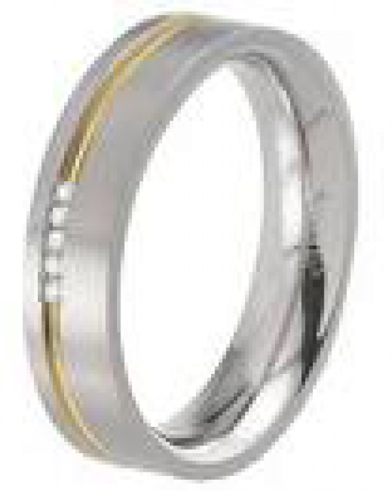 Boccia bicolor titanium ring verfraaid met 5 x 0.005 ct briljant geslepen diamant, refnr 0149-04 - 11111267